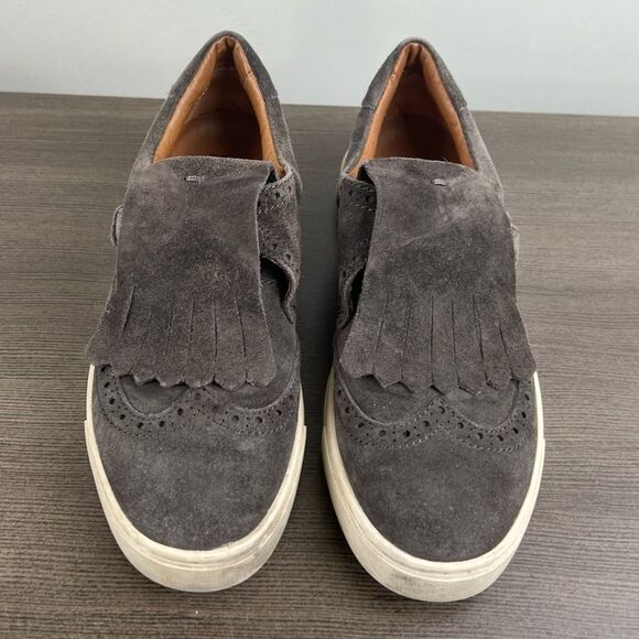 Frye Gemma Kiltie Women's Size 6 Suede Leather Slip-On Color Smoke Gray - Picture 2 of 12